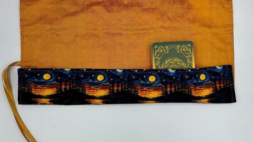 Reversible Silk Lined Tarot Wrap/ Moon Scene Tarot Wrap / Tarot Supplies / Tarot Deck Storage / Tarot Cloth / Tarot Supplies / Altar