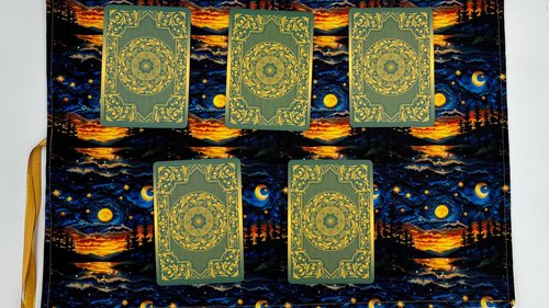 Reversible Silk Lined Tarot Wrap/ Moon Scene Tarot Wrap / Tarot Supplies / Tarot Deck Storage / Tarot Cloth / Tarot Supplies / Altar