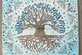 Tree of Life Altar Cloth, Tarot Cloth, Altar Decor, Tapestry, Dice Mat, Centerpiece