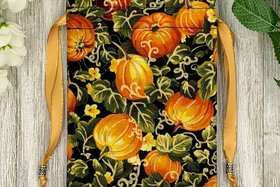 Pumpkin Tarot Bag/ Custom Tarot Pouch/ Keepsake Bag / Drawstring Bag / Oracle Bag / Crystal Bag / Tarot Pouch / Cosmetic Bag