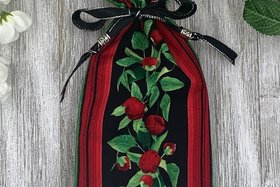 Floral Border Tarot Bag/ Custom Tarot Bag/ Keepsake Bag / Drawstring Bag / Oracle Bag / Crystal Bag / Gift Bag / Tarot Pouch