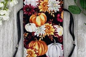 Pumpkin Floral Bag/ Custom Tarot Pouch/ Keepsake Bag / Drawstring Bag / Oracle Bag / Crystal Bag / Tarot Pouch / Cosmetic Bag