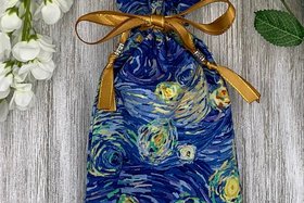 Starry Night Inspired Tarot Bag/ Custom Tarot Pouch/ Keepsake Bag / Drawstring Bag / Oracle Bag / Crystal Bag / Tarot Pouch / Cosmetic Bag