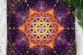 Flower of Life Mandala Altar Cloth, Tarot Cloth, Altar Decor, Double Sided Altar Cloth, Wall Hanging, Dice Mat, Centerpiece