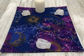 MINI Altar Cloth - Stars, Tarot Cloth, Traveling Altar Cloth, Portable Altar Cloth, Small Spaces Altar, Home Office Altar