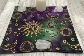 MINI Altar Cloth - Sun Moon, Tarot Cloth, Traveling Altar Cloth, Portable Altar Cloth, Small Spaces Altar, Home Office Altar