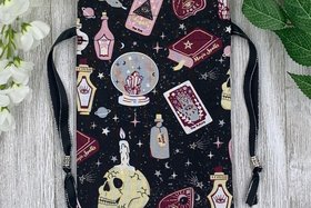 Witchy Tarot Bag/ Custom Tarot Pouch/ Keepsake Bag / Drawstring Bag / Oracle Bag / Crystal Bag / Tarot Pouch / Cosmetic Bag