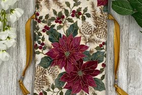 Poinsettia Tarot Bag/ Custom Tarot Pouch/ Keepsake Bag / Drawstring Bag / Oracle Bag / Crystal Bag / Tarot Pouch / Cosmetic Bag