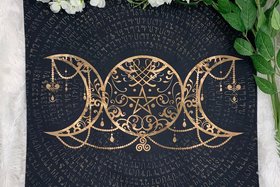 Triple Moon Altar Cloth, Tarot Cloth, Altar Decor, Double Sided Altar Cloth, Wall Hanging, Dice Mat, Centerpiece