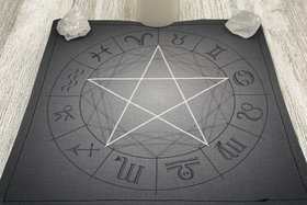 MINI Altar Cloth - Zodiac Pentacle, Tarot Cloth, Traveling Altar Cloth, Portable Altar Cloth, Small Spaces Altar, Home Office Altar