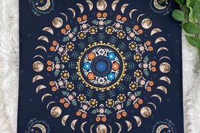 Moon Phase Floral Altar Cloth, Tarot Cloth, Altar Decor, Double Sided Altar Cloth, Wall Hanging, Dice Mat, Centerpiece