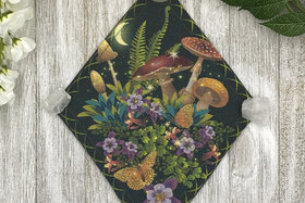 MINI Altar Cloth - Mushroom Garden, Traveling Altar Cloth, Portable Altar Cloth, Small Spaces Altar, Home Office Altar