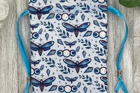 Moth Triple Moon Tarot Bag/ Custom Tarot Pouch/ Keepsake Bag / Drawstring Bag / Oracle Bag / Crystal Bag / Tarot Pouch / Cosmetic Bag