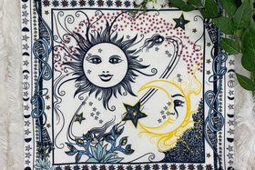 Sun Moon Altar Cloth, Tarot Cloth, Altar Decor, Double Sided Altar Cloth, Wall Hanging, Dice Mat, Centerpiece