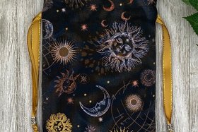 Sun Moon Tarot Bag/ Custom Tarot Pouch/ Keepsake Bag / Drawstring Bag / Oracle Bag / Crystal Bag / Tarot Pouch / Cosmetic Bag