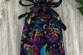 Mushroom Moon Tarot Bag/ Custom Tarot Pouch/ Keepsake Bag / Drawstring Bag / Oracle Bag / Crystal Bag / Tarot Pouch / Cosmetic Bag