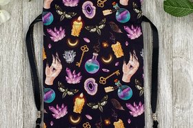Witchy Crystal Tarot Bag/ Custom Tarot Pouch/ Keepsake Bag / Drawstring Bag / Oracle Bag / Crystal Bag / Tarot Pouch / Cosmetic Bag