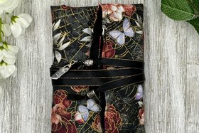 Reversible Silk Lined Tarot Wrap/ Floral SiderWeb Tarot Wrap / Tarot Supplies / Tarot Deck Storage / Tarot Cloth / Tarot Supplies / Altar