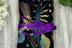 Reversible Silk Lined Tarot Wrap/ Celestial Tarot Wrap / Tarot Supplies / Tarot Deck Storage / Tarot Cloth / Tarot Supplies / Altar