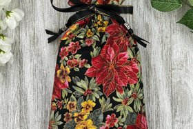 Poinsettia Tarot Bag/ Custom Tarot Pouch/ Keepsake Bag / Drawstring Bag / Oracle Bag / Crystal Bag / Tarot Pouch / Cosmetic Bag