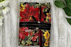 Reversible Silk Lined Tarot Wrap/ Poinsettia Tarot Wrap / Tarot Supplies / Tarot Deck Storage / Tarot Cloth / Tarot Supplies / Altar