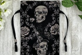 Witchy Skull Tarot Bag/ Custom Tarot Pouch/ Keepsake Bag / Drawstring Bag / Oracle Bag / Crystal Bag / Tarot Pouch / Cosmetic Bag