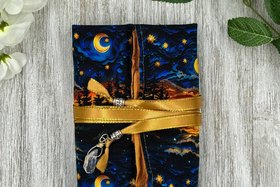 Reversible Silk Lined Tarot Wrap/ Moon Scene Tarot Wrap / Tarot Supplies / Tarot Deck Storage / Tarot Cloth / Tarot Supplies / Altar