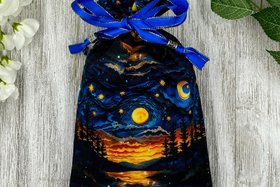 Moon Scene Tarot Bag/ Custom Tarot Pouch/ Keepsake Bag / Drawstring Bag / Oracle Bag / Crystal Bag / Tarot Pouch / Cosmetic Bag